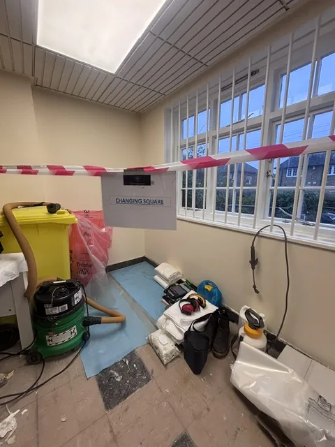 Asbestos floor tile and bitumen removal in Plaistow